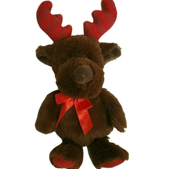 Plush Christmas Moose Brown Stuffed Knit Antler Deer Dan Dee Collector's Choice - Picture 6 of 6